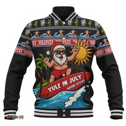 Amazing Aussie Australia Santa's Yule Wave Ride Baseball Jacket
