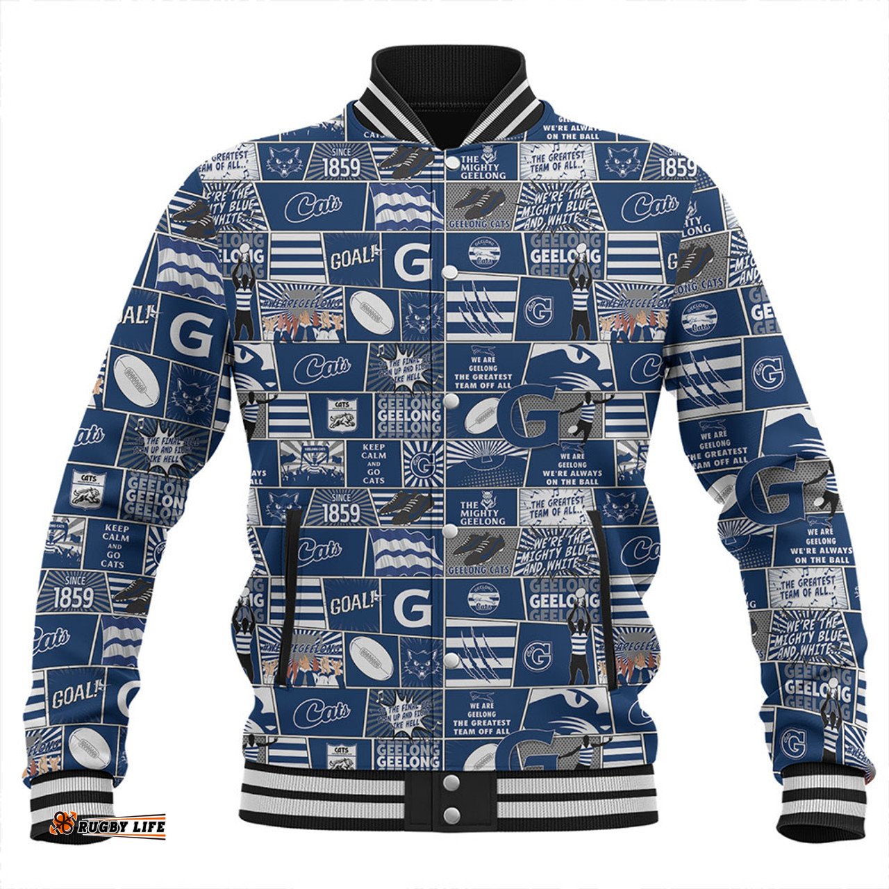 Amazing Aussie Geelong Cats Legacy Of The Pride Comic Style Baseball Jacket