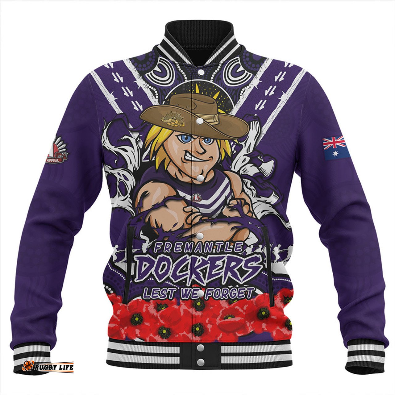 Amazing Aussie Fremantle Ripped Legacy Of The Game The ANZAC Spirit Lives On Baseball Jacket