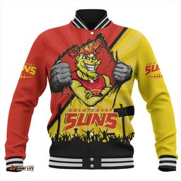 Amazing Aussie Gold Coast SUNS Breaking Through Fan Design Baseball Jacket