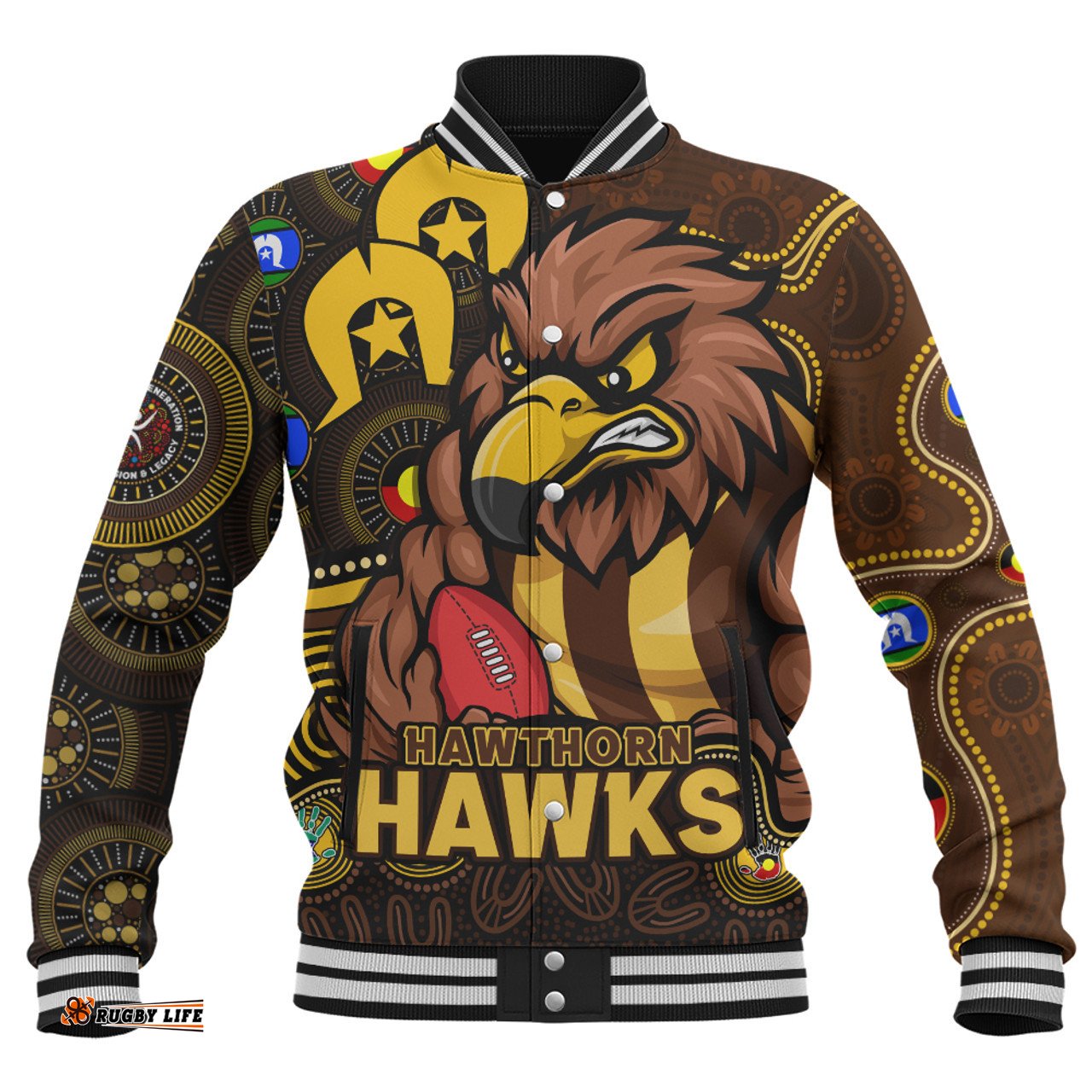 Amazing Aussie Hawthorn NAIDOC Spirit Of Country Baseball Jacket