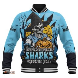 Amazing Aussie Cronulla Sutherland Sharks Dark Moon Rugby Halloween Battle Edition Baseball Jacket