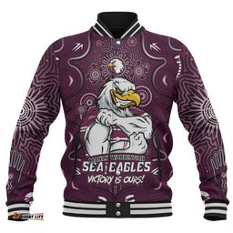 Amazing Aussie Manly Warringah Sea Eagles Aboriginal Pattern Inspired Victory Is Ours Baseball Jacket