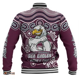 Amazing Aussie Manly Warringah Sea Eagles Aboriginal Inspired Tough Fan Rugby For Life Ver 2.0 Baseball Jacket