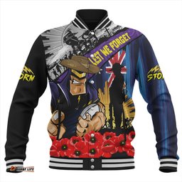 Amazing Aussie Melbourne Storm United In Spirit Anzac Day Tribute Baseball Jacket