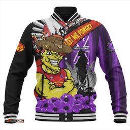 Amazing Aussie Gold Coast SUNS ANZAC Day Honor Purple Valor And Spirit Baseball Jacket
