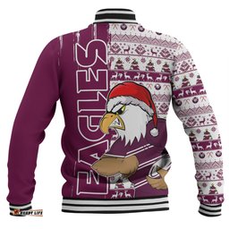 Amazing Aussie Manly Warringah Sea Eagles Merry Ugly Xmas Nordic Pattern Style Baseball Jacket