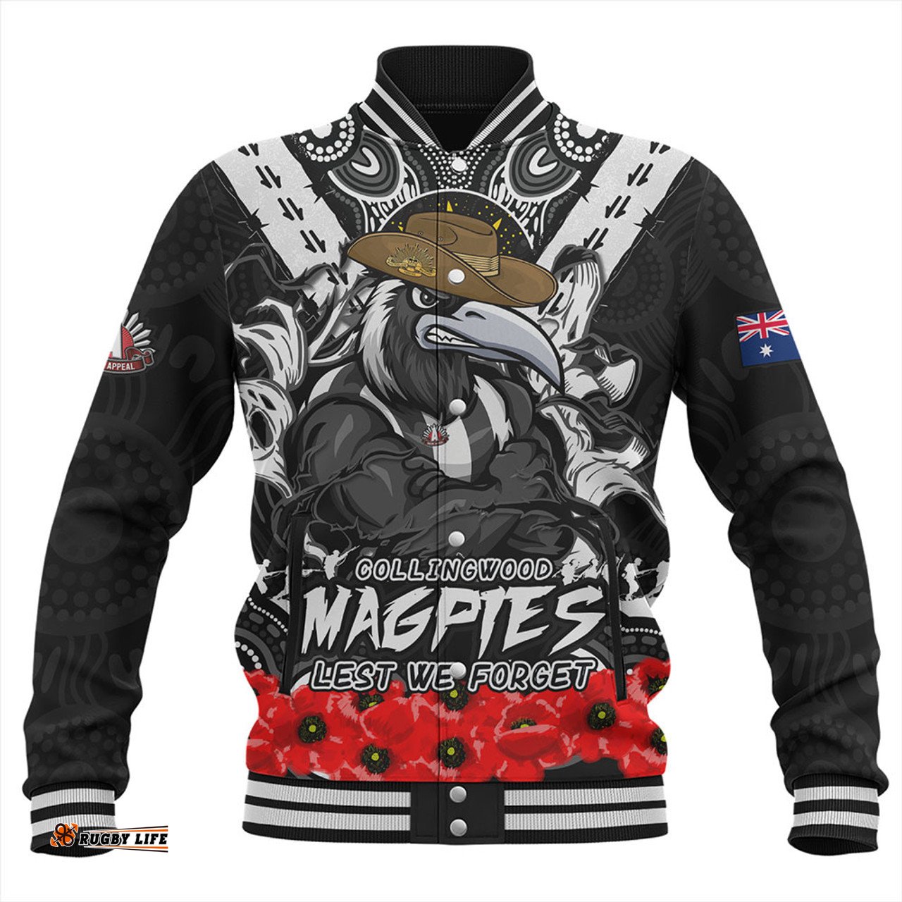 Amazing Aussie Collingwood Ripped Legacy Of The Game The ANZAC Spirit Lives On Baseball Jacket
