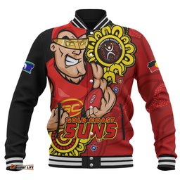 Amazing Aussie Gold Coast SUNS Power Through Generations NAIDOC Edition Baseball Jacket