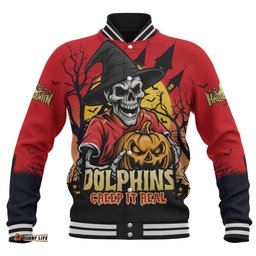 Amazing Aussie Redcliffe Dolphins Dark Moon Rugby Halloween Battle Edition Baseball Jacket