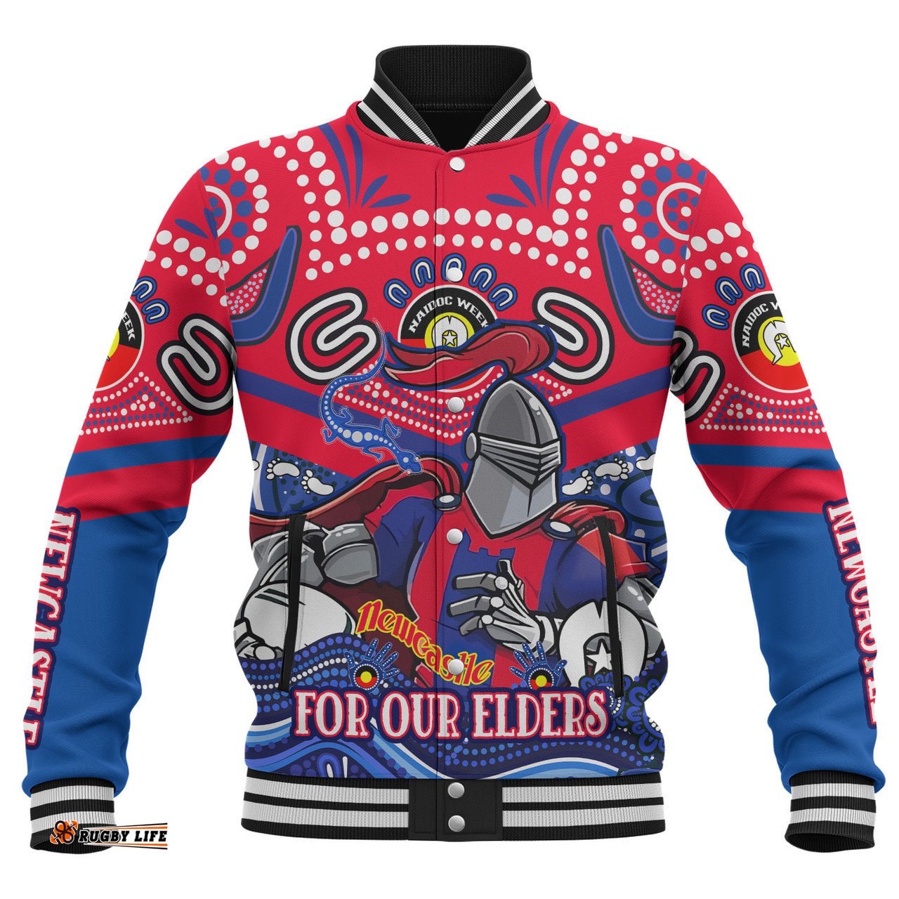 Amazing Aussie Newcastle Knights Naidoc Week Custom For Our Elders Home Jersey Jacket Baseball Jacket