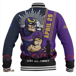 Amazing Aussie Melbourne Storm Anzac Day Lest We Forget Strong Fighting Spirit Baseball Jacket