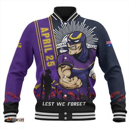 Amazing Aussie Melbourne Storm Anzac Day Lest We Forget Strong Fighting Spirit Baseball Jacket