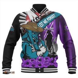Amazing Aussie Port Adelaide ANZAC Day Honor Purple Valor And Spirit Baseball Jacket