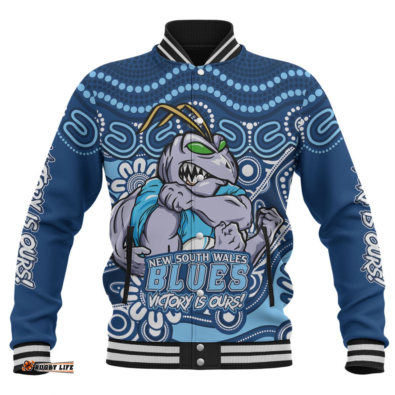 Amazing Aussie New South Wales Blues Aboriginal Inspired Tough Fan Rugby For Life Baseball Jacket