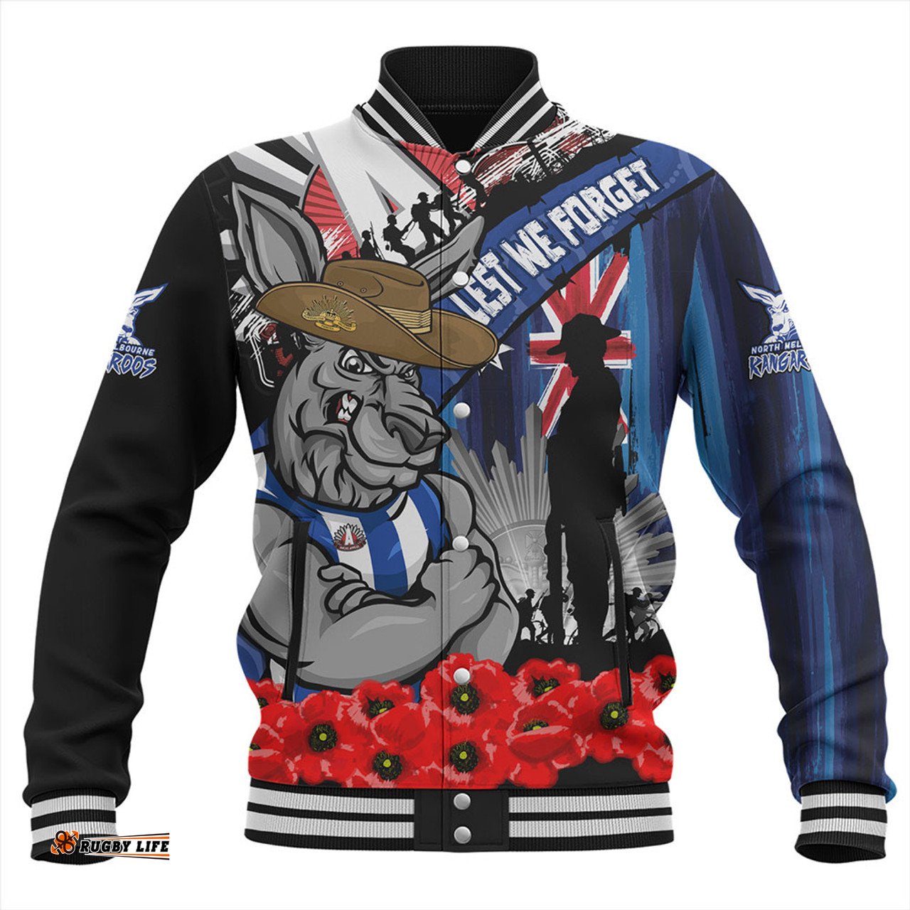 Amazing Aussie North Melbourne Anzac Day Honor United In Spirit Baseball Jacket