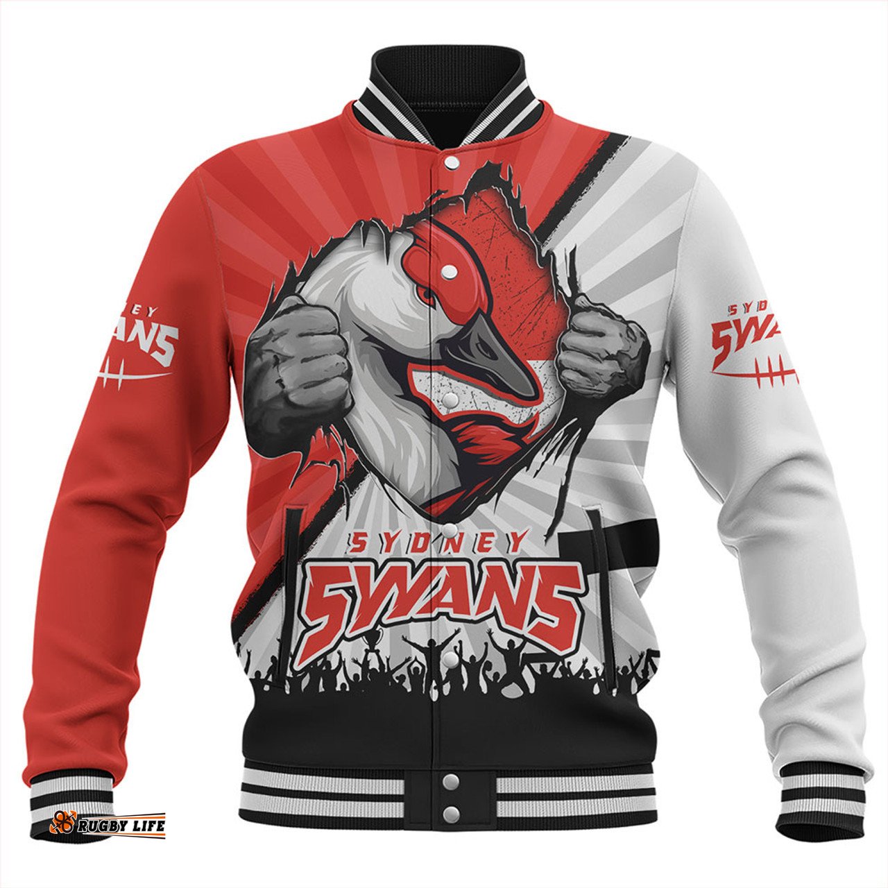Amazing Aussie Sydney Swans Breaking Through Fan Design Baseball Jacket