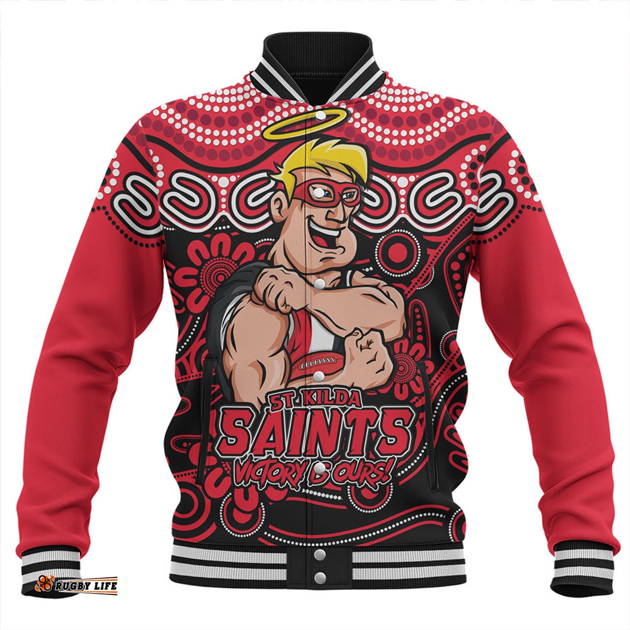 Amazing Aussie St Kilda Aboriginal Inspired Tough Fan Football For Life Baseball Jacket