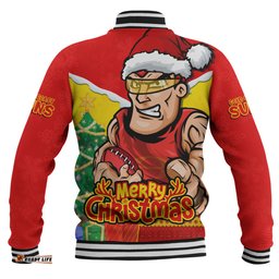 Amazing Aussie Gold Coast SUNS Santa Scoring Touchdown On Christmas Game Day Baseball Jacket