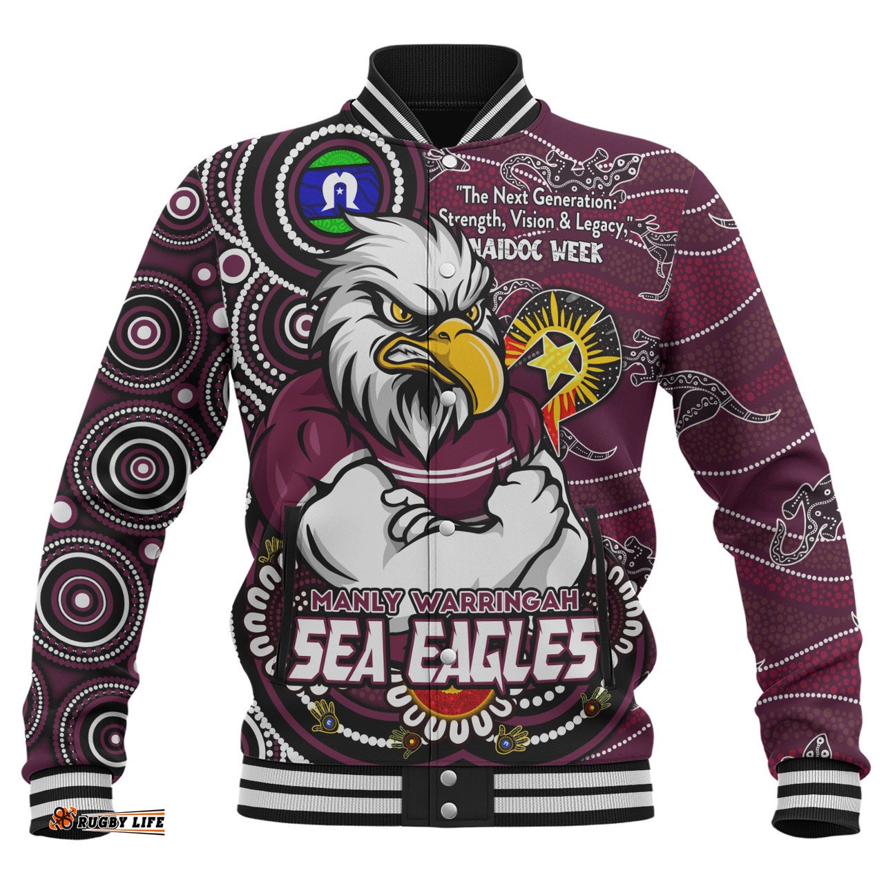 Amazing Aussie Manly Warringah Sea Eagles Spirit Of NAIDOC Series Baseball Jacket
