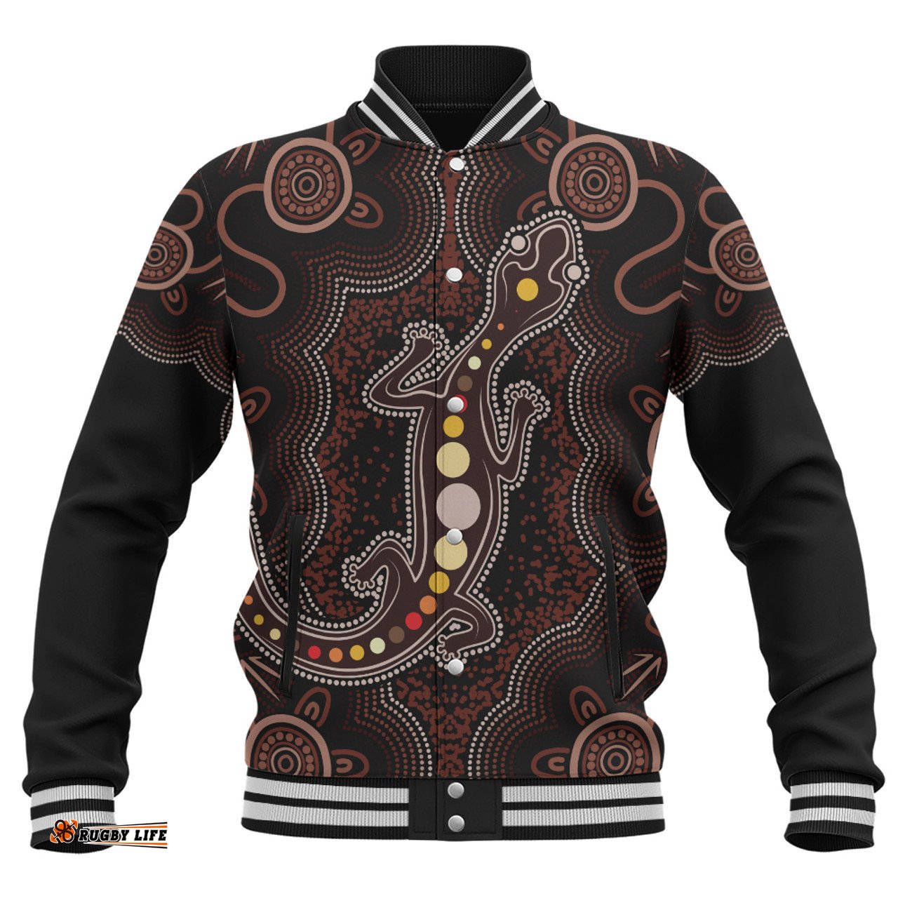 Amazing Aussie Indigenous Australian Aboriginal Aboriginal Gecko Dreaming Path Baseball Jacket