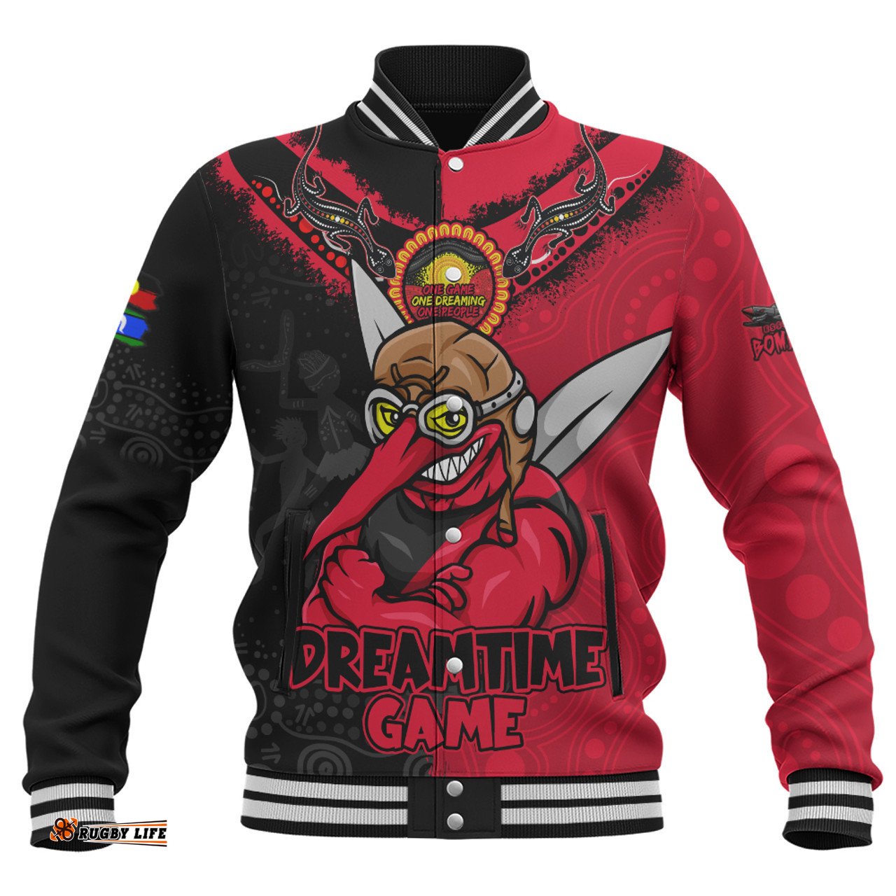 Amazing Aussie Essendon Dreamtime Warriors Of Culture Baseball Jacket