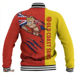 Amazing Aussie Gold Coast SUNS Burning Passion Of Power Scratch Style Baseball Jacket