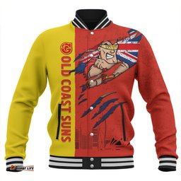 Amazing Aussie Gold Coast SUNS Burning Passion Of Power Scratch Style Baseball Jacket