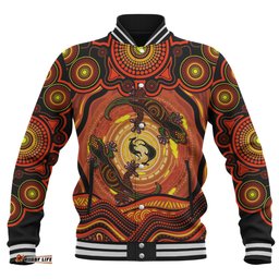 Amazing Aussie Indigenous Australian Aboriginal Gecko Dreaming Spirit Circle Edition Baseball Jacket