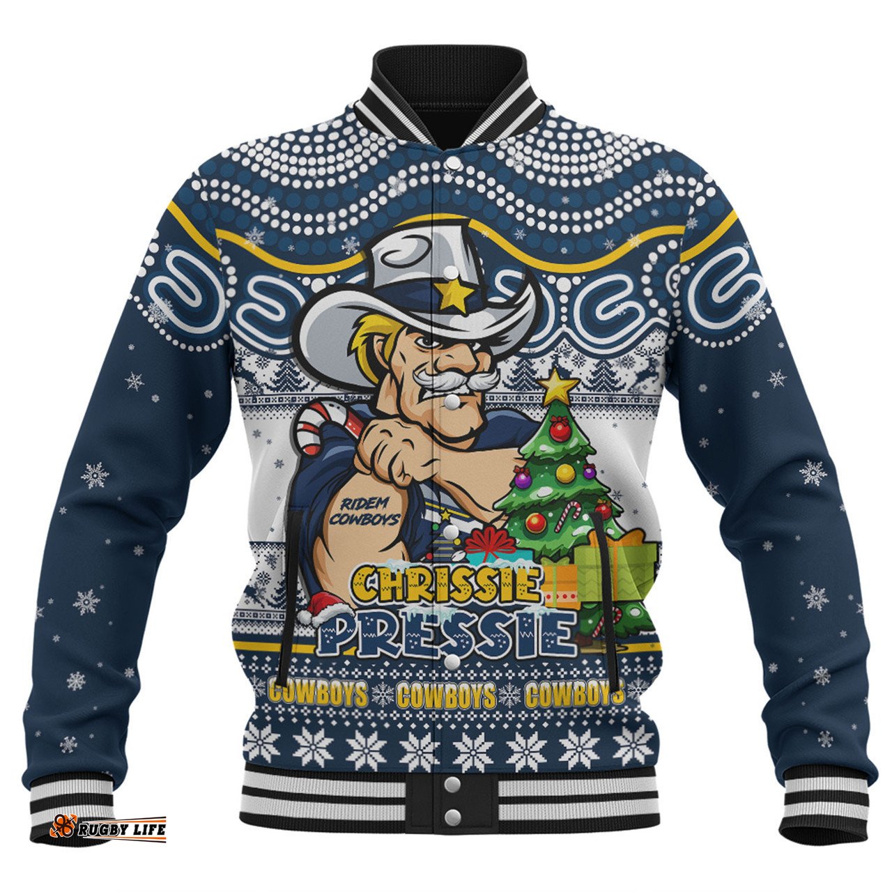 Amazing Aussie North Queensland Cowboys Aussie Ugly Christmas For Die Hard Fan Supporters Baseball Jacket