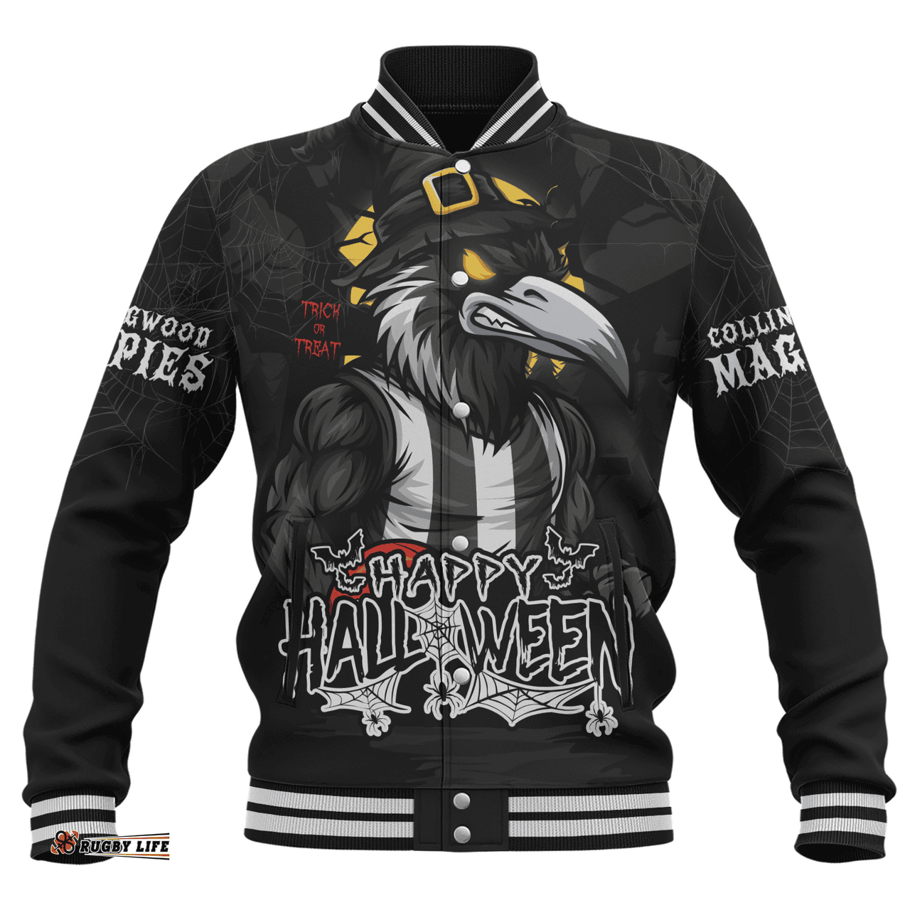 Amazing Aussie Collingwood Full Moon Fever Halloween Supporter Baseball Jacket