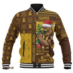Amazing Aussie Hawthorn Merry Christmas Knit Style Festive Spirit Baseball Jacket