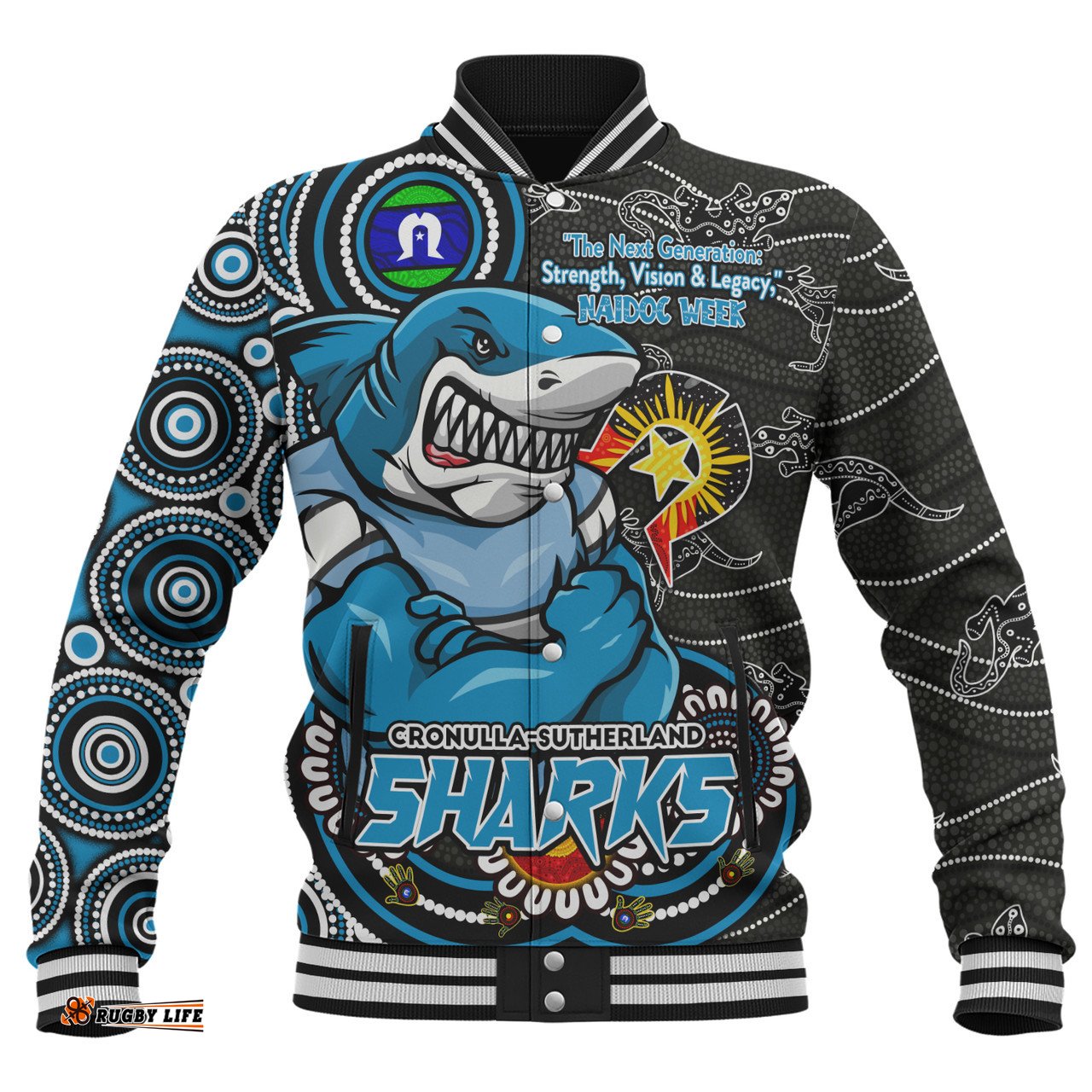Amazing Aussie Cronulla Sutherland Sharks Spirit Of NAIDOC Series Baseball Jacket