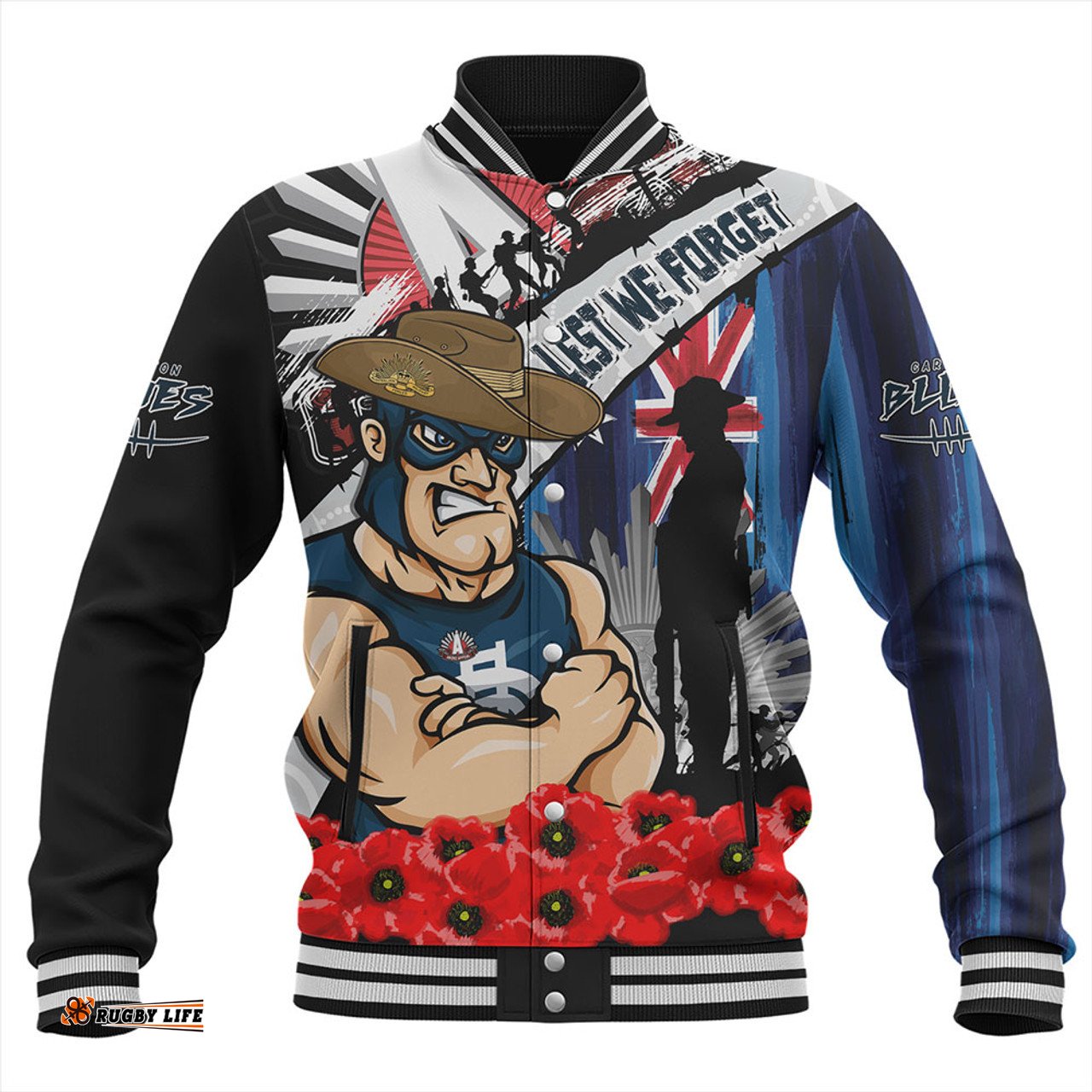 Amazing Aussie Carlton Anzac Day Honor United In Spirit Baseball Jacket