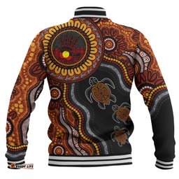 Amazing Aussie Indigenous Australian Aboriginal Hand Of The Land Heart Of The Sea Baseball Jacket