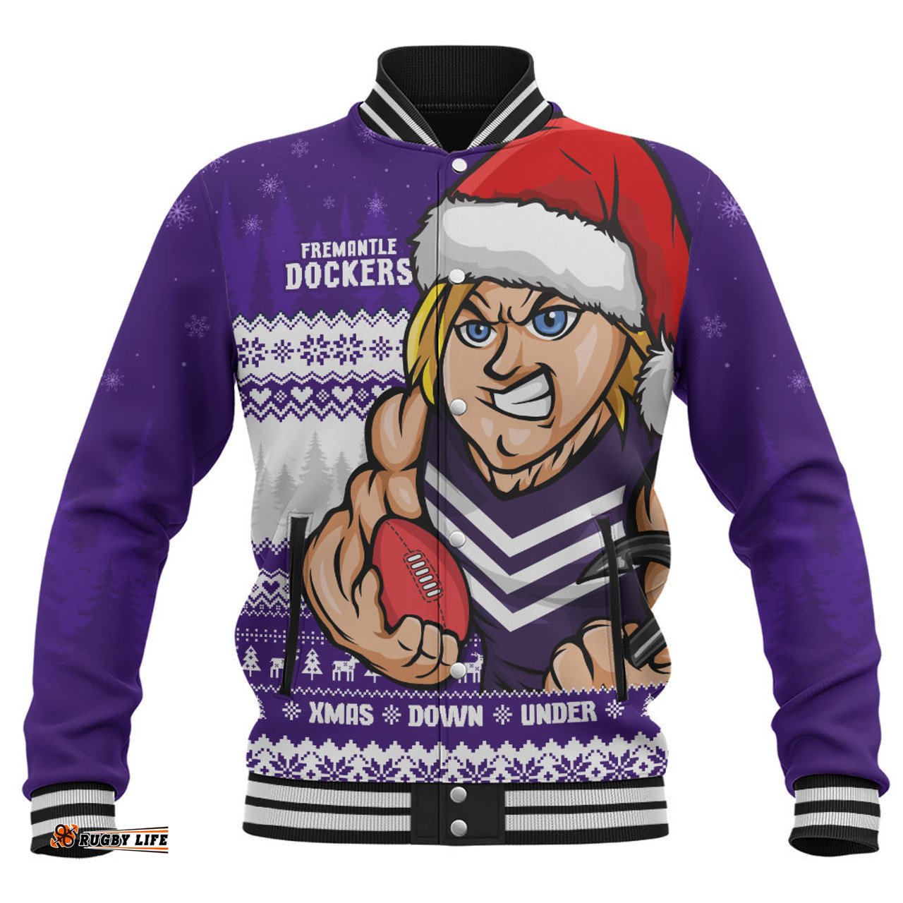 Amazing Aussie Fremantle Merry Christmas Down Under Footy Power Style Baseball Jacket