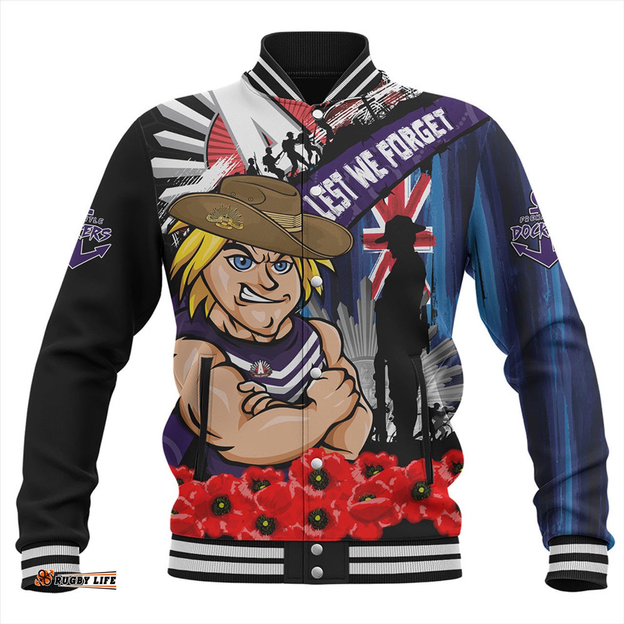 Amazing Aussie Fremantle Anzac Day Honor United In Spirit Baseball Jacket