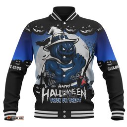 Amazing Aussie Geelong Cats Dark Pumpkin Halloween Spirit Baseball Jacket