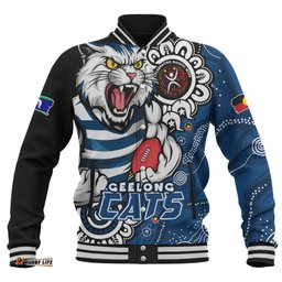 Amazing Aussie Geelong Cats Power Through Generations NAIDOC Edition Baseball Jacket