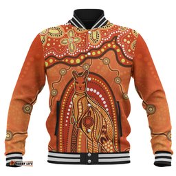 Amazing Aussie Indigenous Australian Aboriginal Kangaroo Dreaming Outback Spirit Edition Orange Baseball Jacket