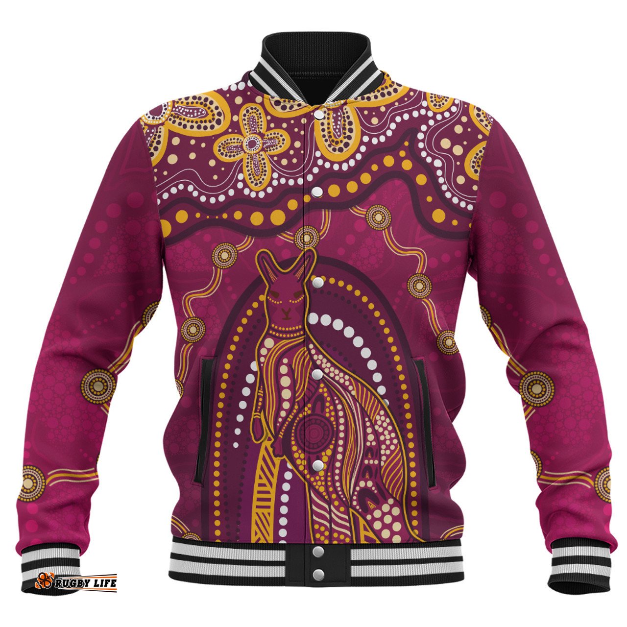 Amazing Aussie Indigenous Australian Aboriginal Kangaroo Dreaming Outback Spirit Edition Maroons Baseball Jacket