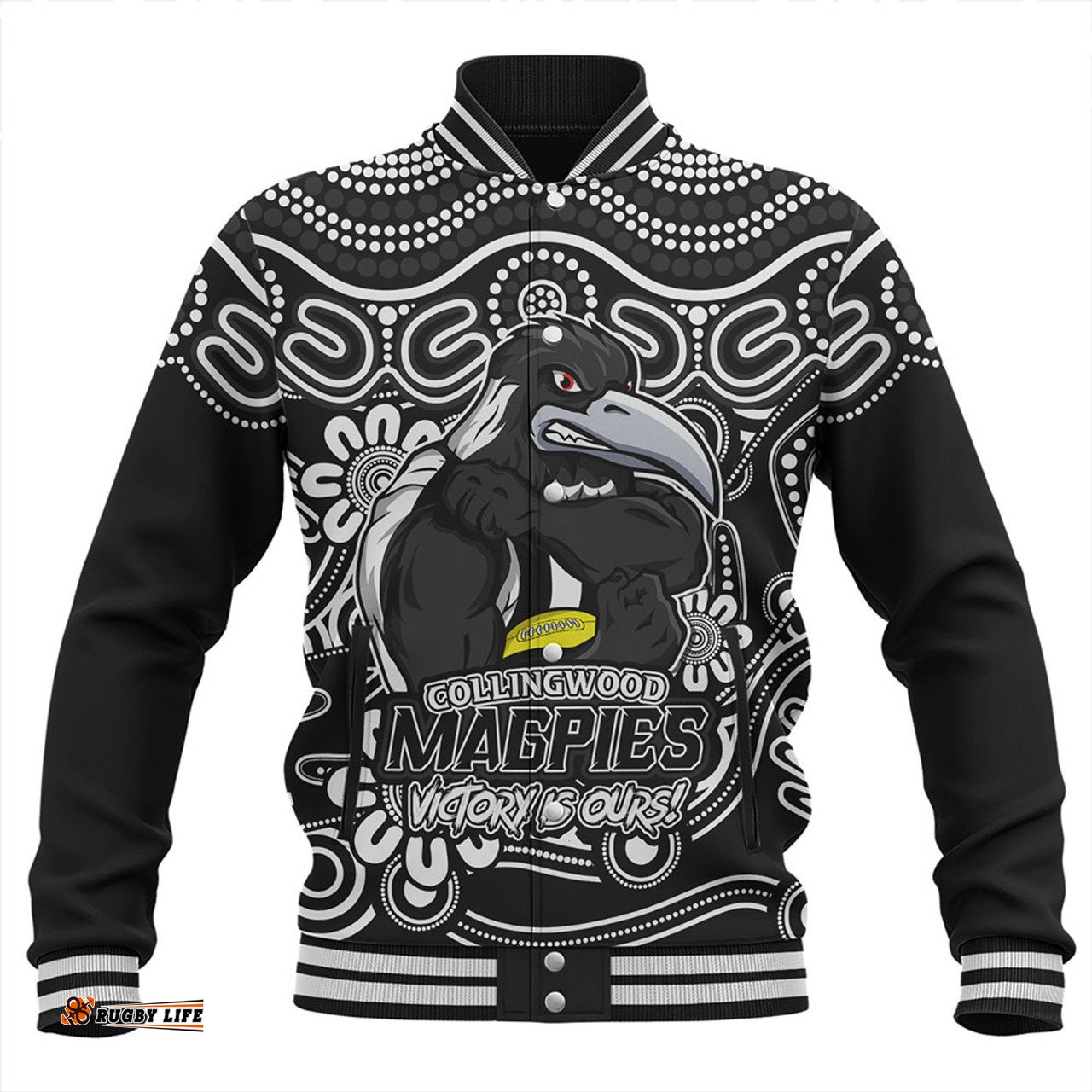 Amazing Aussie Collingwood Aboriginal Inspired Tough Fan Football For Life Baseball Jacket