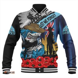 Amazing Aussie Cronulla Sutherland Sharks United In Spirit Anzac Day Tribute Baseball Jacket