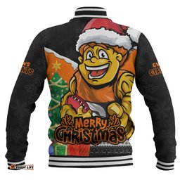 Amazing Aussie GWS GIANTS Santa Scoring Touchdown On Christmas Game Day Baseball Jacket