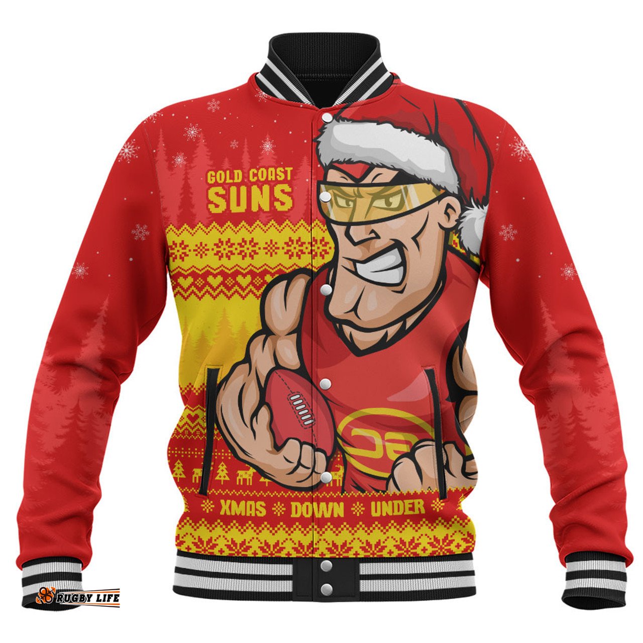 Amazing Aussie Gold Coast SUNS Merry Christmas Down Under Footy Power Style Baseball Jacket
