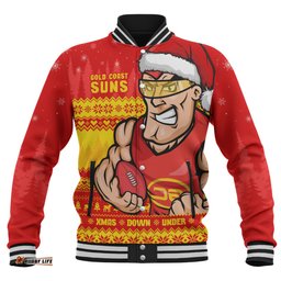 Amazing Aussie Gold Coast SUNS Merry Christmas Down Under Footy Power Style Baseball Jacket