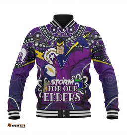 Amazing Aussie Melbourne Storm Naidoc Week Custom Melbourne Storm For Our Elders Baseball Jacket