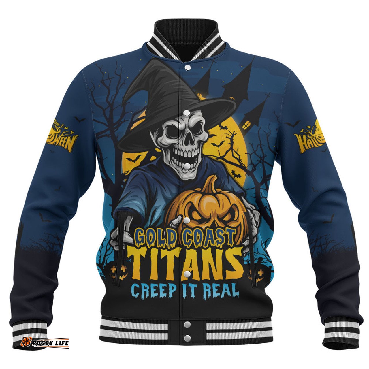 Amazing Aussie Gold Coast Titans Dark Moon Rugby Halloween Battle Edition Baseball Jacket