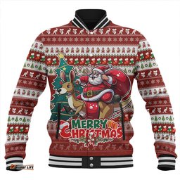 Amazing Aussie Australia Merry Christmas, Santa Claus Riding A Kangaroo Baseball Jacket
