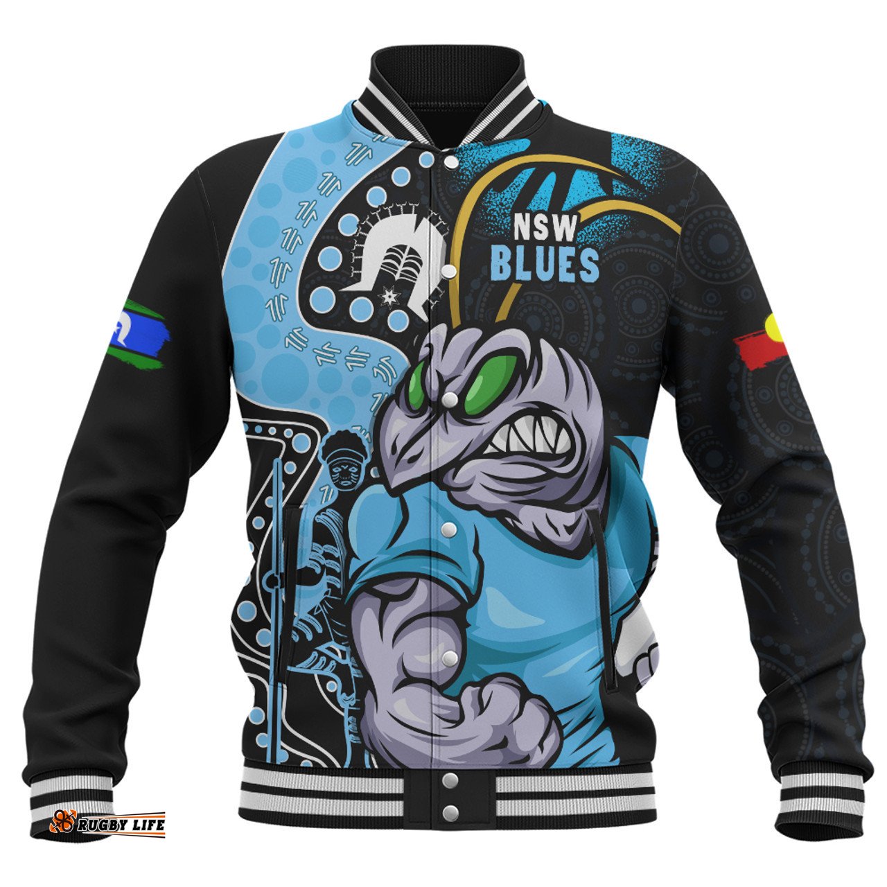 Amazing Aussie New South Wales Blues NAIDOC Indigenous Warrior Spirit Baseball Jacket